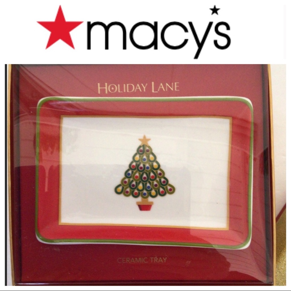 MACYS HOLIDAY LANE CERAMIC TRINKET TRAY NWT